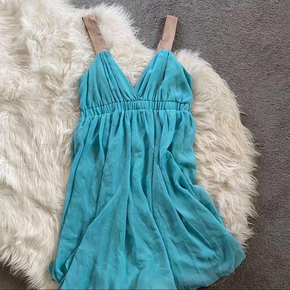 Baby Blue & Tan Light Summer Dress